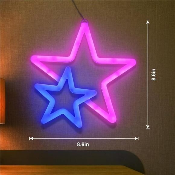 Star Neon Signs Pink Lights Wall Decor Decorations LED Wall Décor for Birthday - Picture 2 of 8